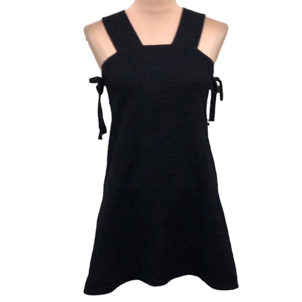 Madewell Starlight Jacquard Side Tie Mini Dress Size Small Black Cutout Mini